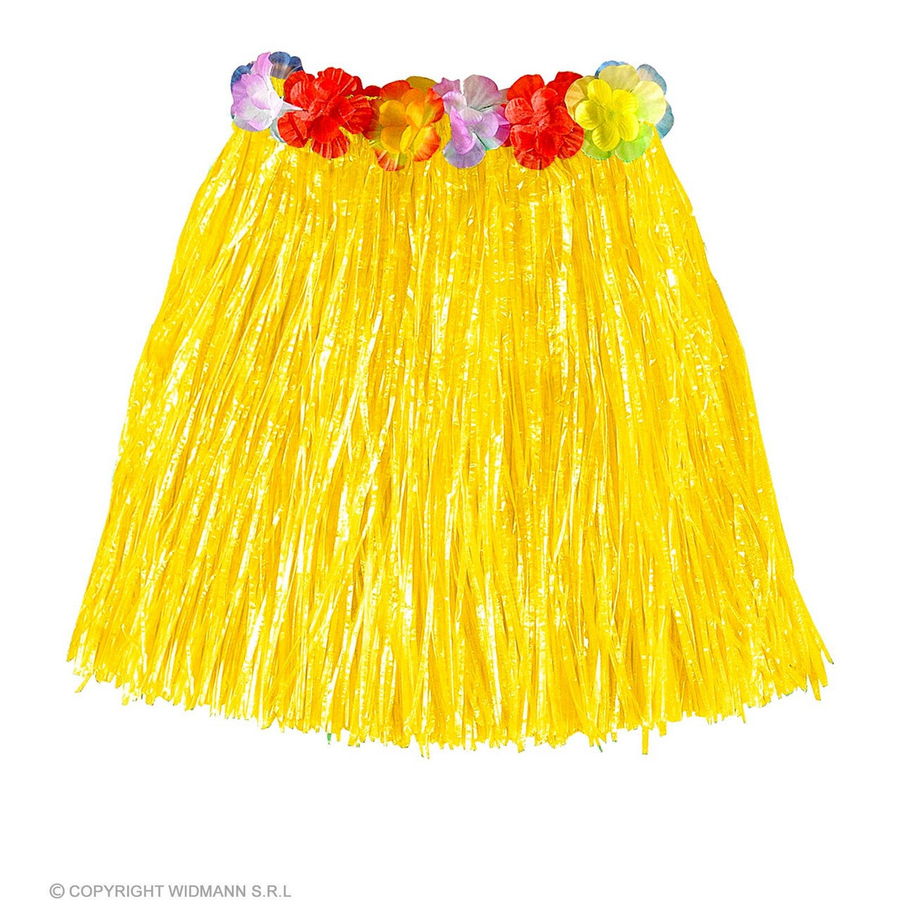 Op deze afbeelding zie je een Kostuums, van het merk Widmann. Ululani Mini Hawairokje 45 Centimeter Geel Vrouw
