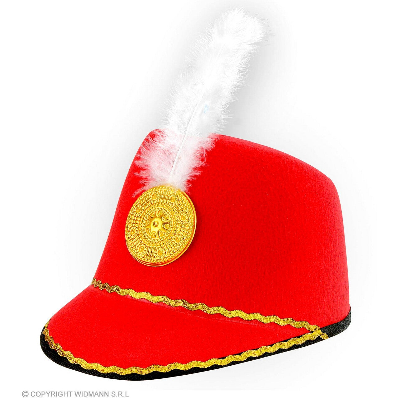 Op deze afbeelding zie je een Accessoires, van het merk Widmann. Rode Majorette Hoed Met Veer