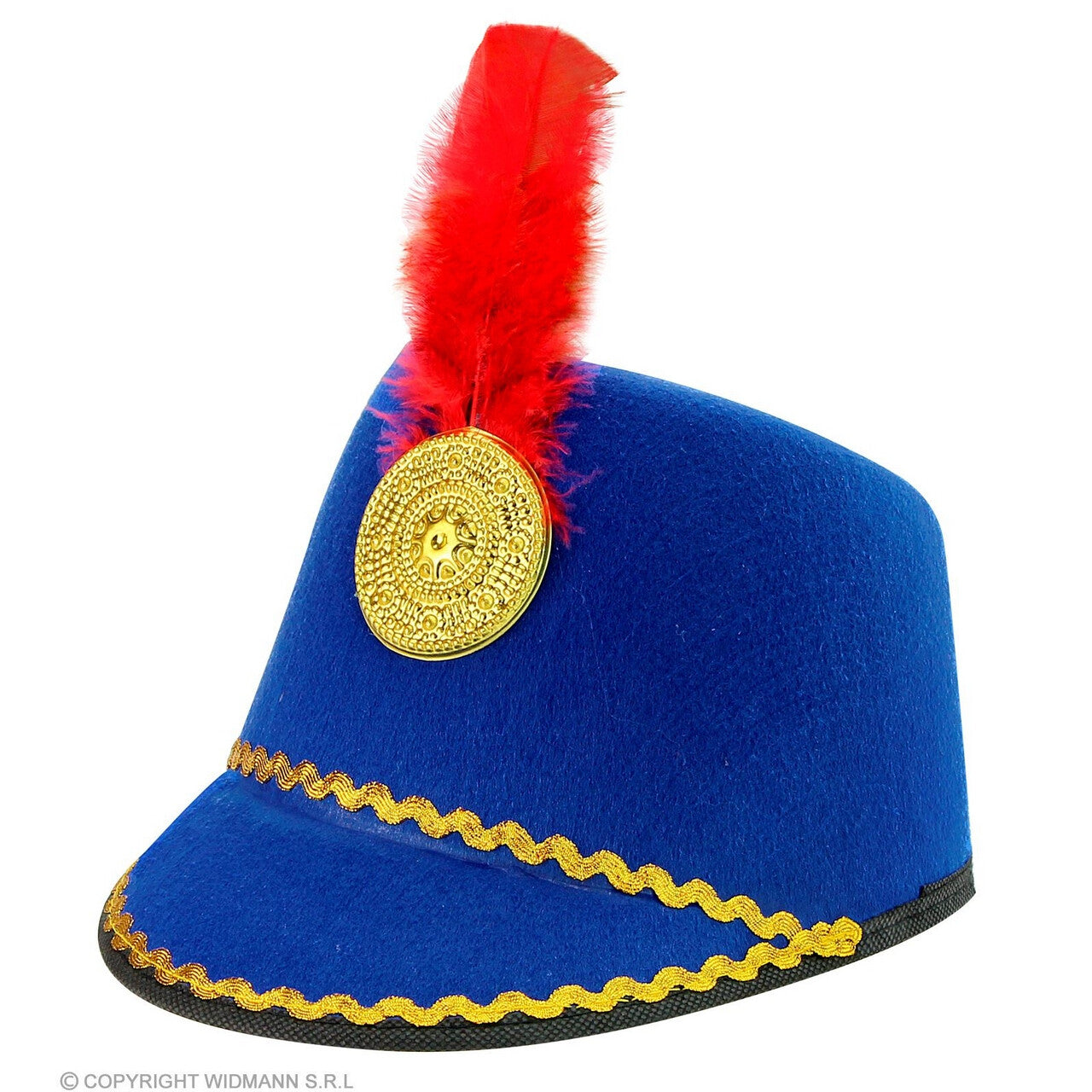 Op deze afbeelding zie je een Accessoires, van het merk Widmann. Blauwe Majorette Hoed Met Rode Veer