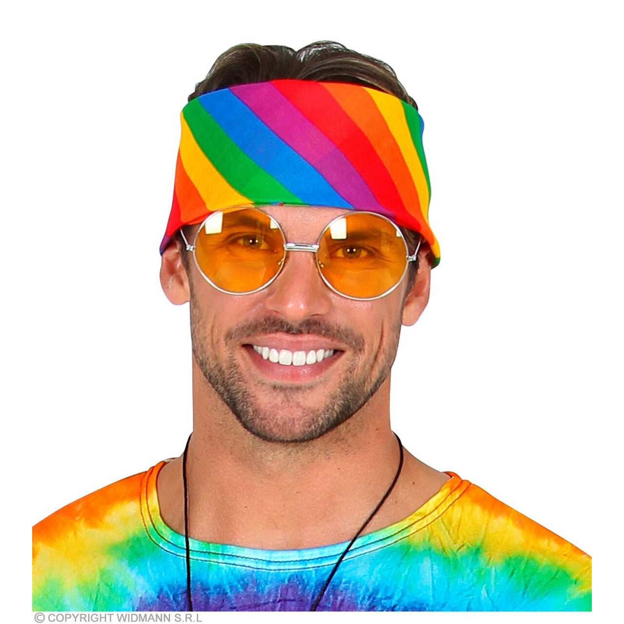 Op deze afbeelding zie je een Accessoires, van het merk Widmann. Bandana Regenboog 55 X 55 Centimeter