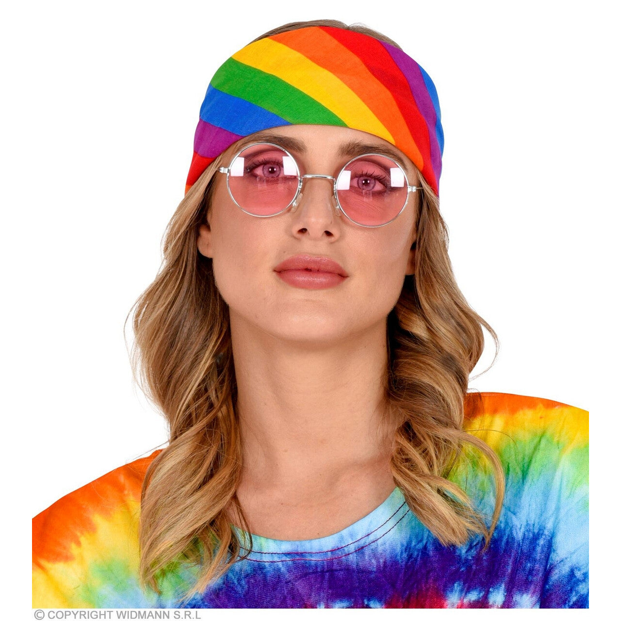 Op deze afbeelding zie je een Accessoires, van het merk Widmann. Bandana Regenboog 55 X 55 Centimeter
