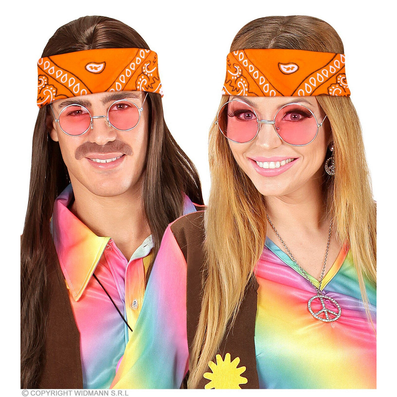 Op deze afbeelding zie je een Accessoires, van het merk Widmann. Bandana Oranje Boven 55 X 55 Centimeter