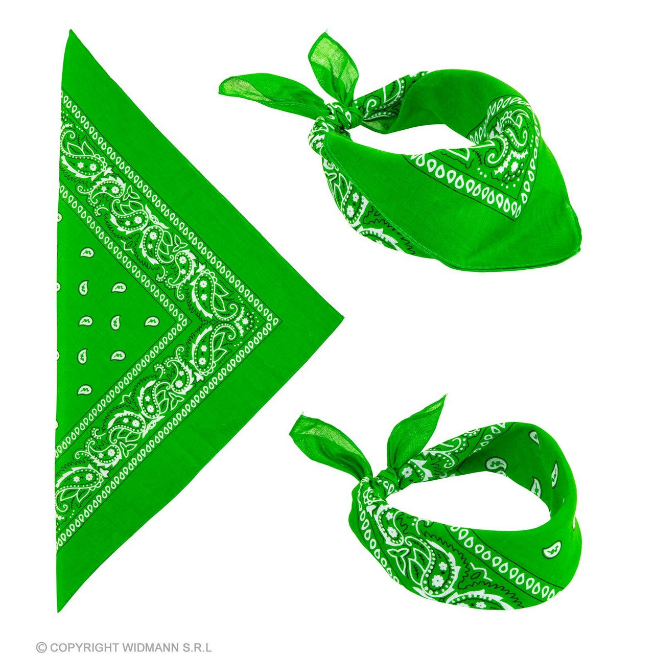 Op deze afbeelding zie je een Accessoires, van het merk Widmann. Bandana Lucky Green 55 X 55 Centimeter