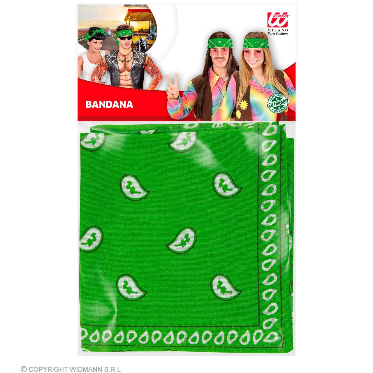 Op deze afbeelding zie je een Accessoires, van het merk Widmann. Bandana Lucky Green 55 X 55 Centimeter