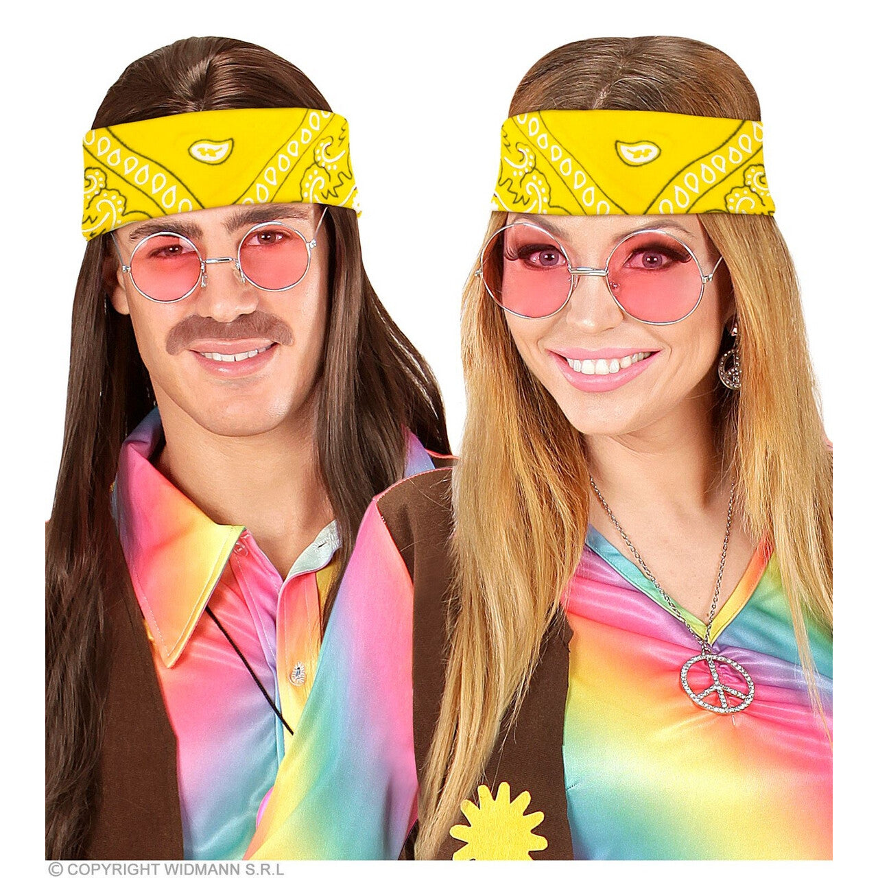 Op deze afbeelding zie je een Accessoires, van het merk Widmann. Bandana Veel Geel 55 X 55 Centimeter