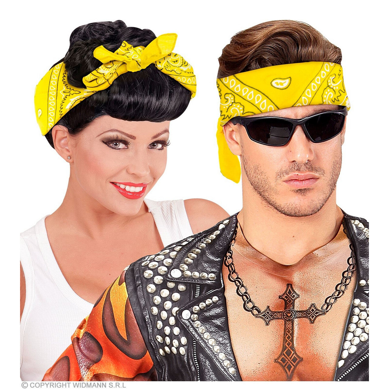 Op deze afbeelding zie je een Accessoires, van het merk Widmann. Bandana Veel Geel 55 X 55 Centimeter