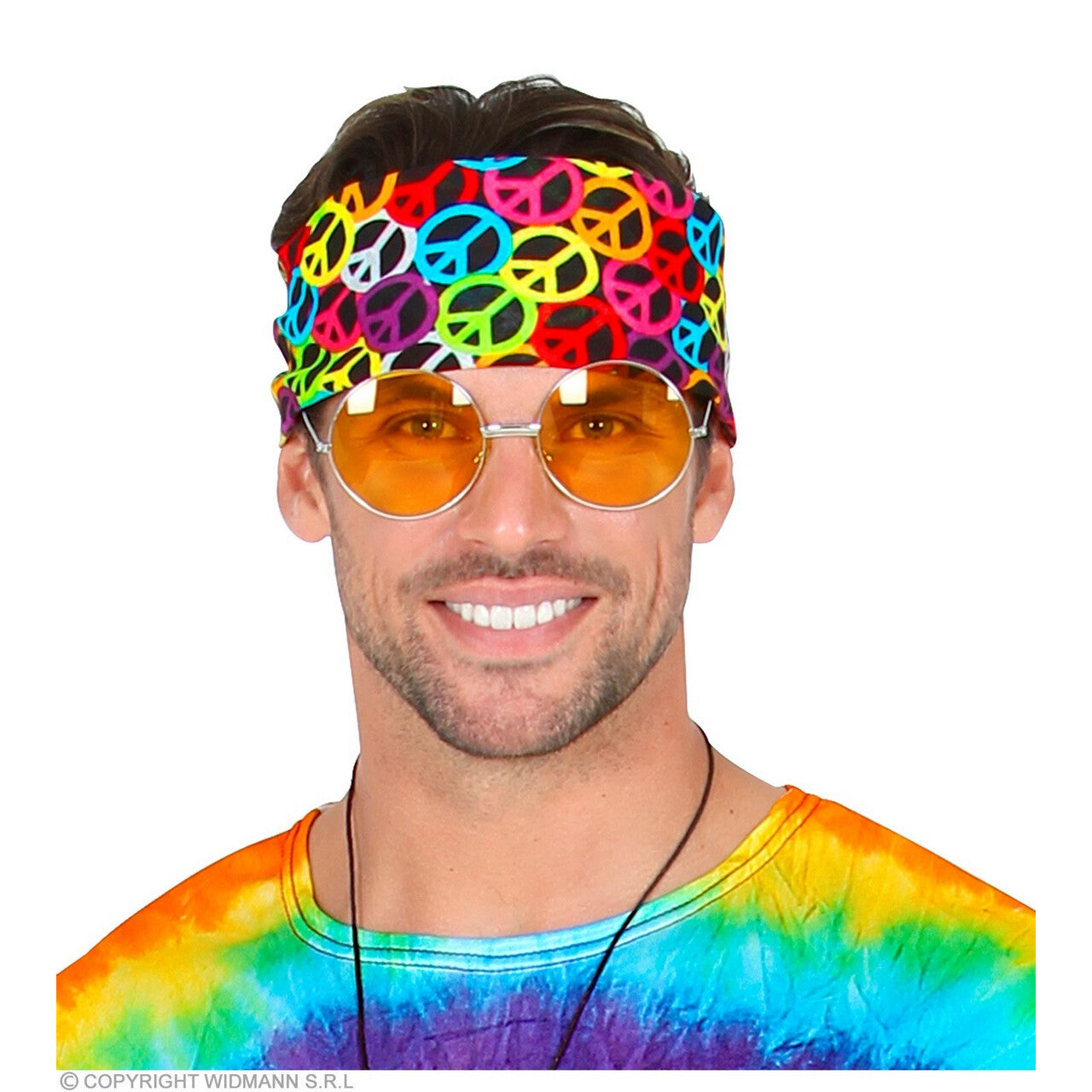 Op deze afbeelding zie je een Accessoires, van het merk Widmann. Bandana Happy Hippie Peace 55 X 55 Centimeter