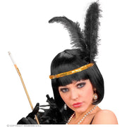 Op deze afbeelding zie je een Accessoires, van het merk Widmann. Roaring Twenties Pailletten Hoofdband Met 2 Veren, Goud
