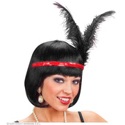 Op deze afbeelding zie je een Accessoires, van het merk Widmann. Roaring Twenties Pailletten Hoofdband Met 2 Veren, Rood