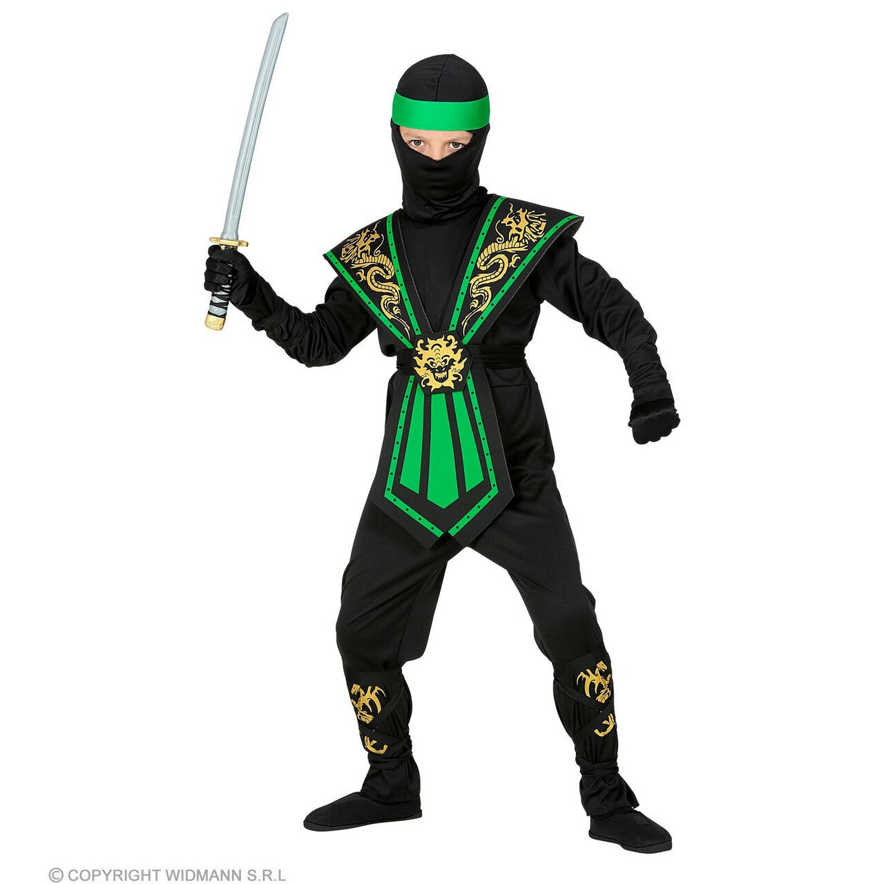 Op deze afbeelding zie je een Kostuums, van het merk Widmann. Gevreesde Draken Ninja Groen Kind Jongen Kostuum