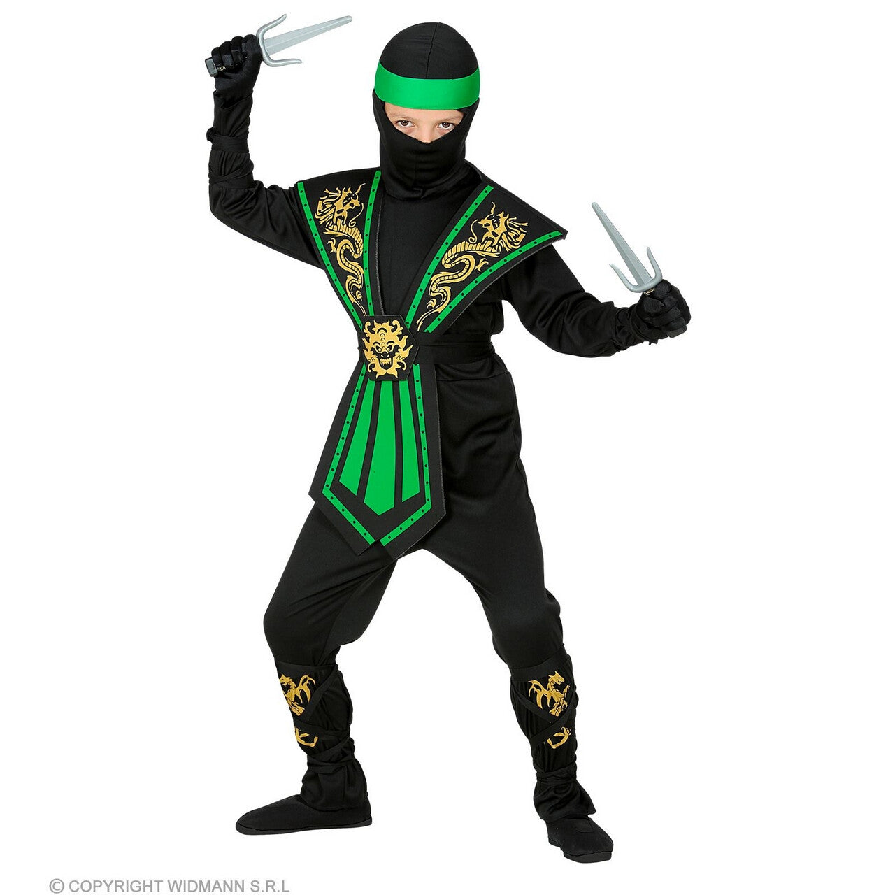Op deze afbeelding zie je een Kostuums, van het merk Widmann. Gevreesde Draken Ninja Groen Kind Jongen Kostuum