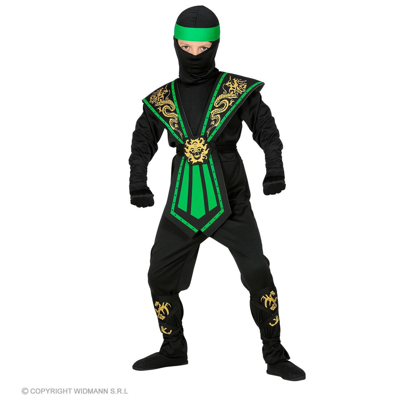 Op deze afbeelding zie je een Kostuums, van het merk Widmann. Gevreesde Draken Ninja Groen Kind Jongen Kostuum