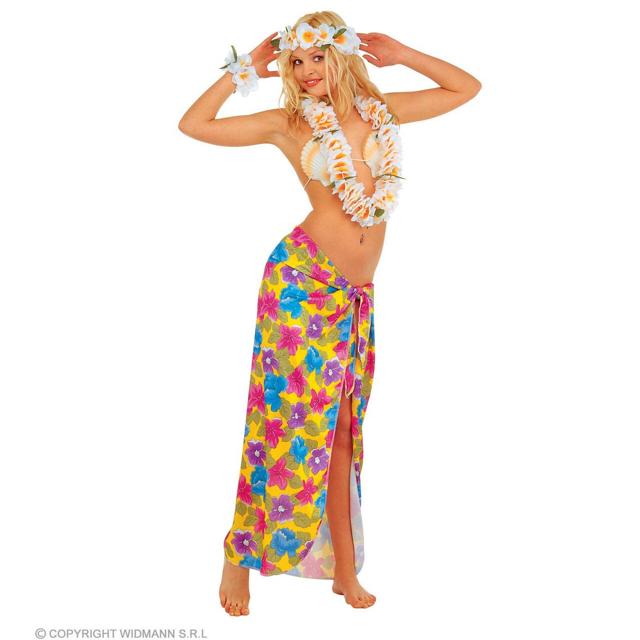 Op deze afbeelding zie je een Kostuums, van het merk Widmann. Omslagdoek Hawaii Beach Tropical Flowers Vrouw