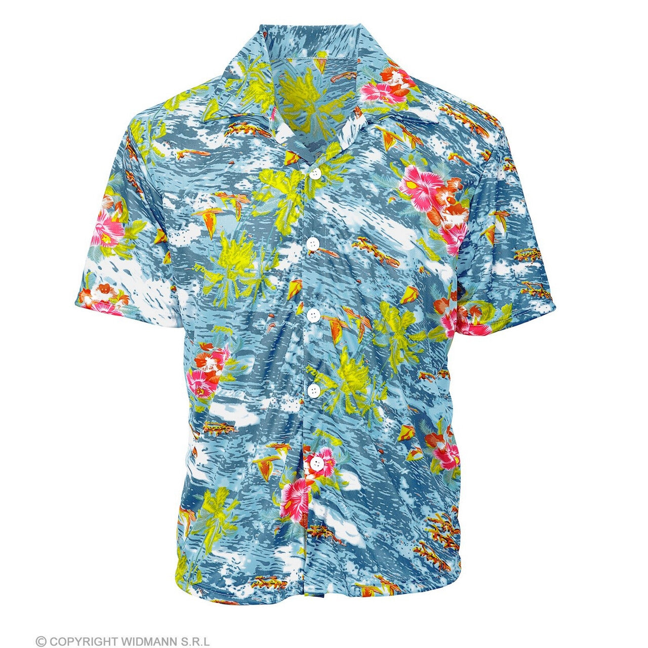 Op deze afbeelding zie je een Kostuums, van het merk Widmann. Hawaii Shirt Ocean Island Blauw Man