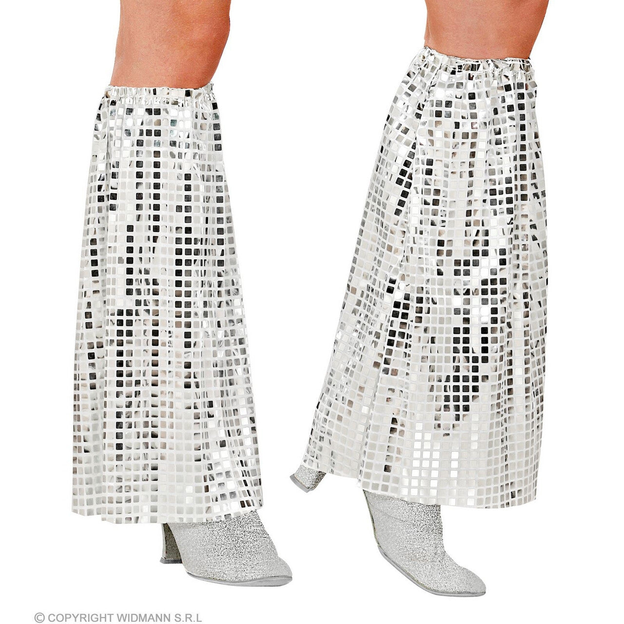Op deze afbeelding zie je een Accessoires, van het merk Widmann. Zilveren Pailletten Disco Beenwarmers