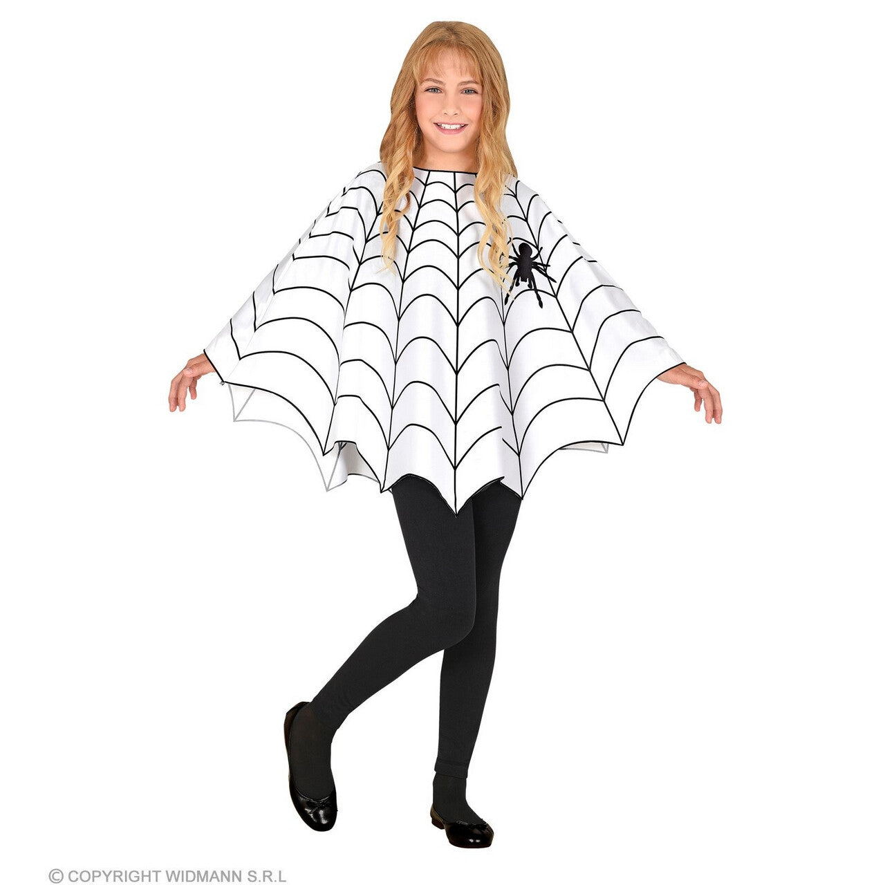 Op deze afbeelding zie je een Kostuums, van het merk Widmann. Gevangen In Het Web Poncho Kind Meisje