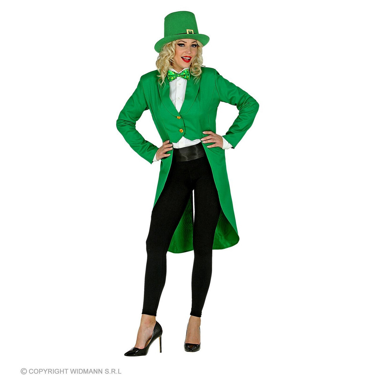 Op deze afbeelding zie je een Kostuums, van het merk Widmann. Groen Als Gras Slipjas Vrouw