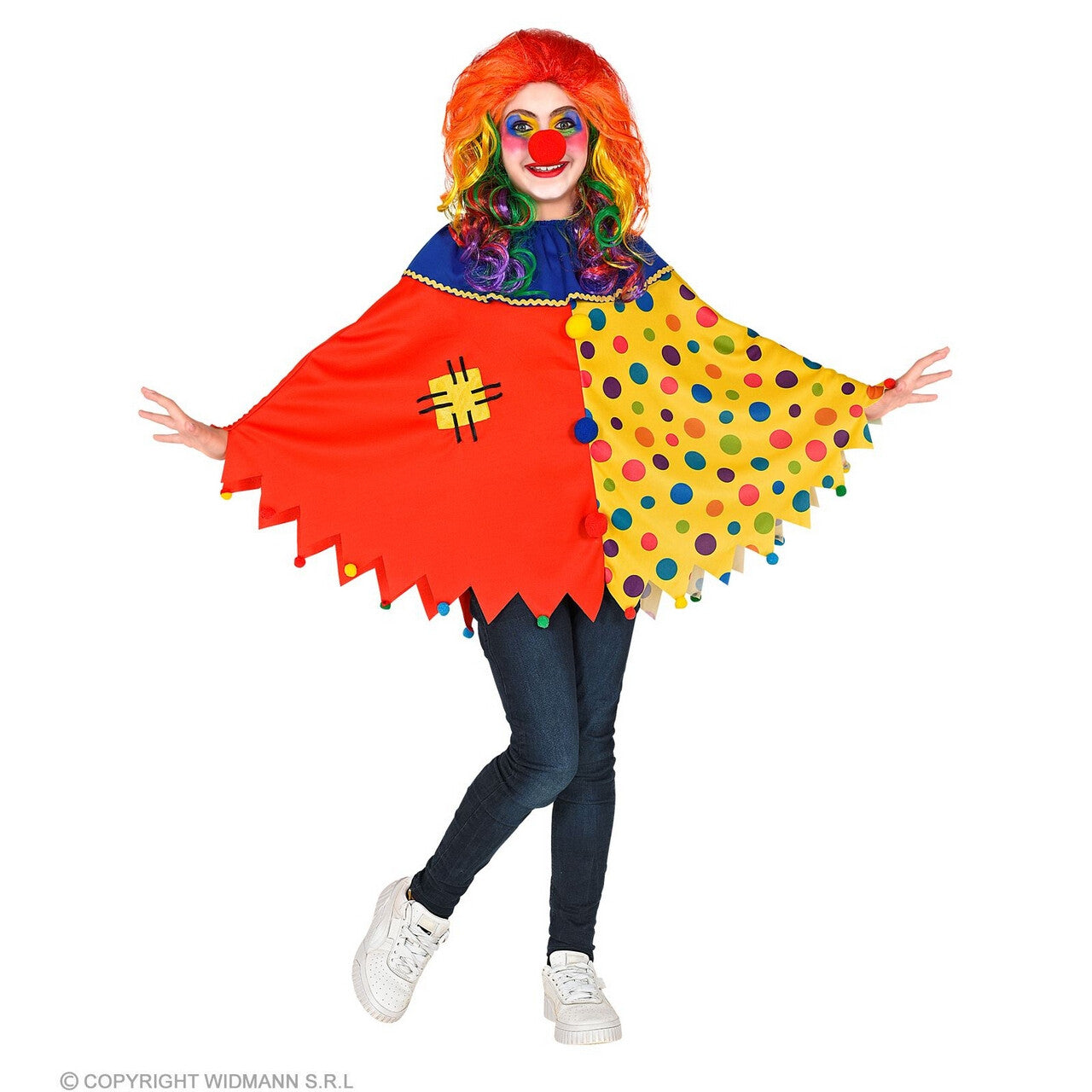 Op deze afbeelding zie je een Kostuums, van het merk Widmann. Grappige Clown Pollie Poncho Kind Kind