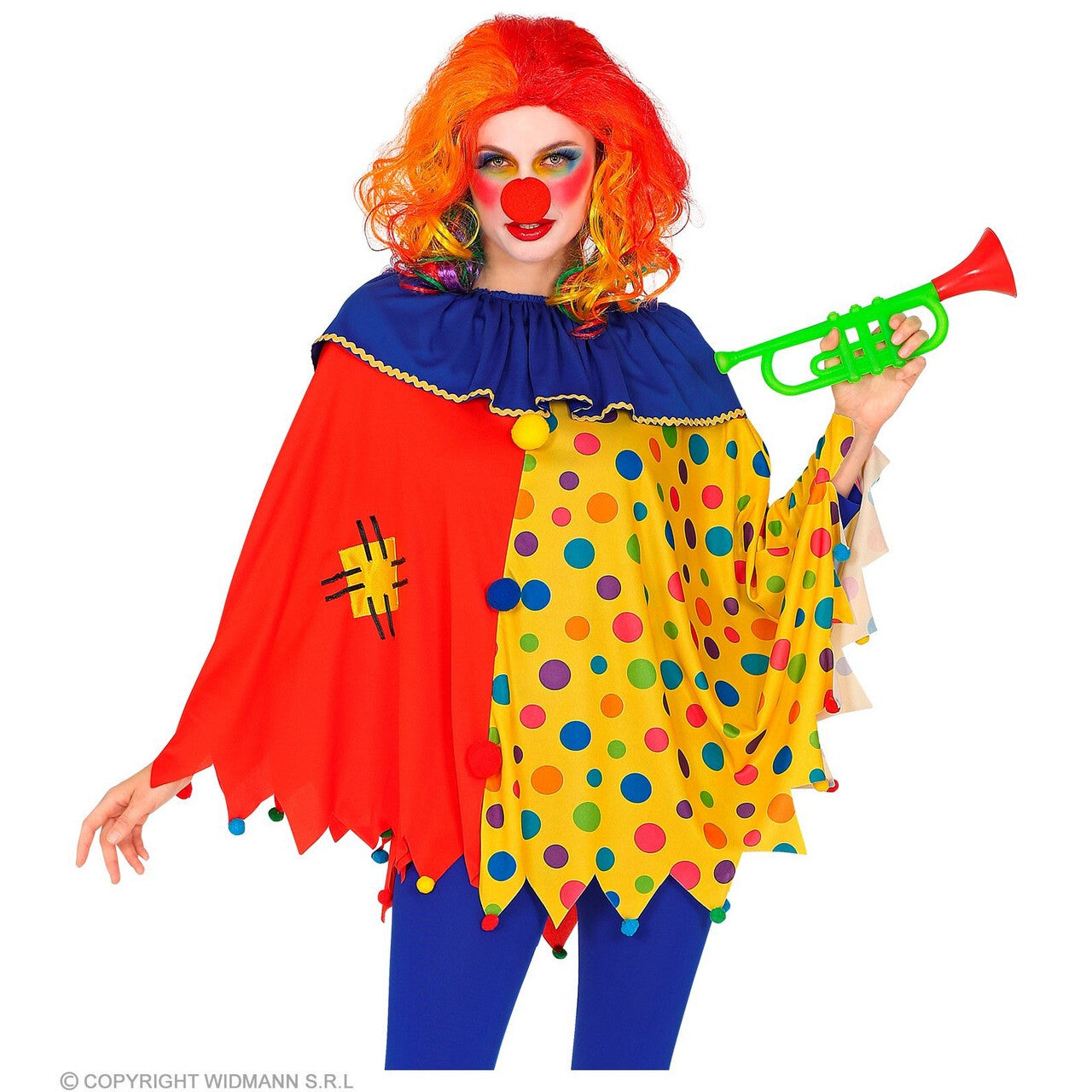 Op deze afbeelding zie je een Kostuums, van het merk Widmann. Pi Pa Poncho Clown