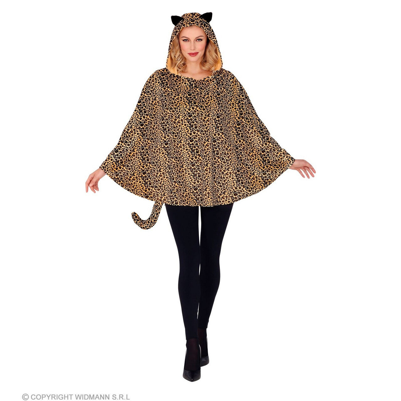 Op deze afbeelding zie je een Kostuums, van het merk Widmann. Kitty Cate Luipaard Poncho