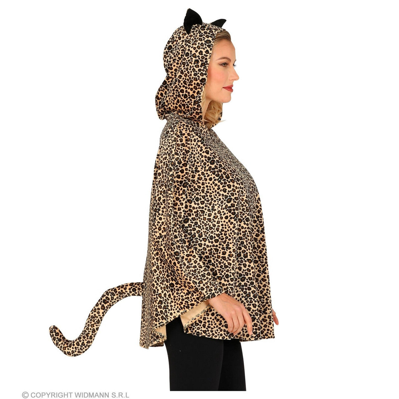Op deze afbeelding zie je een Kostuums, van het merk Widmann. Kitty Cate Luipaard Poncho