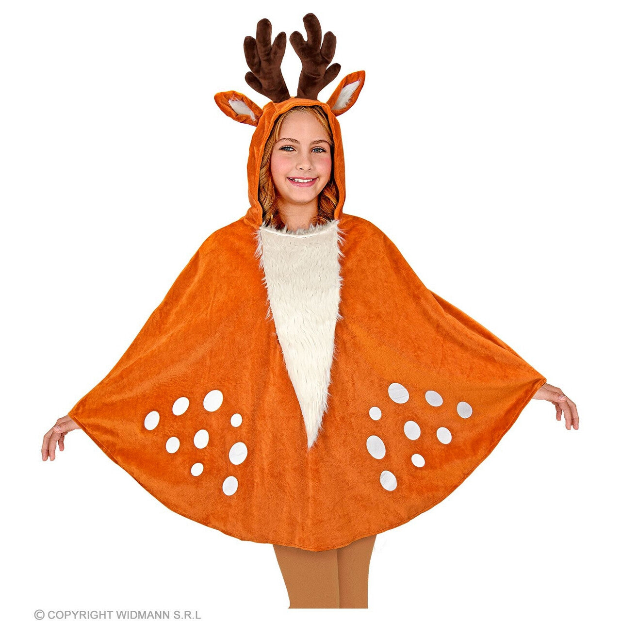 Op deze afbeelding zie je een Kostuums, van het merk Widmann. Reinier Het Rendier Kind Poncho Kind