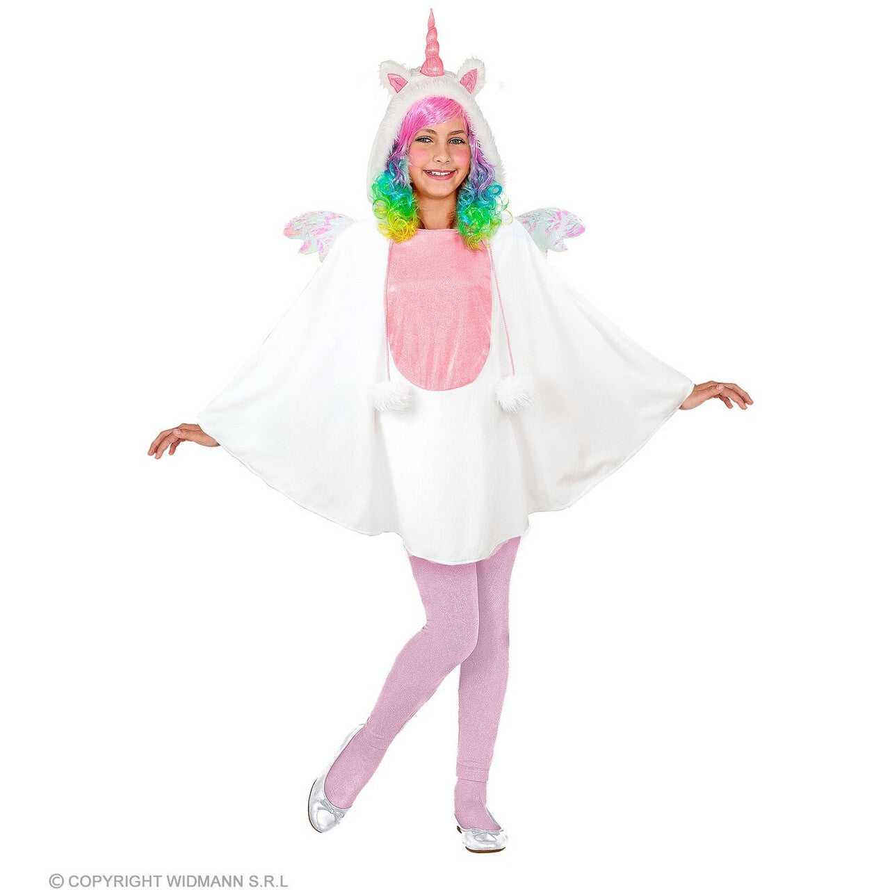 Op deze afbeelding zie je een Kostuums, van het merk Widmann. Fabelachtige Eenhoorn Kind Poncho Meisje
