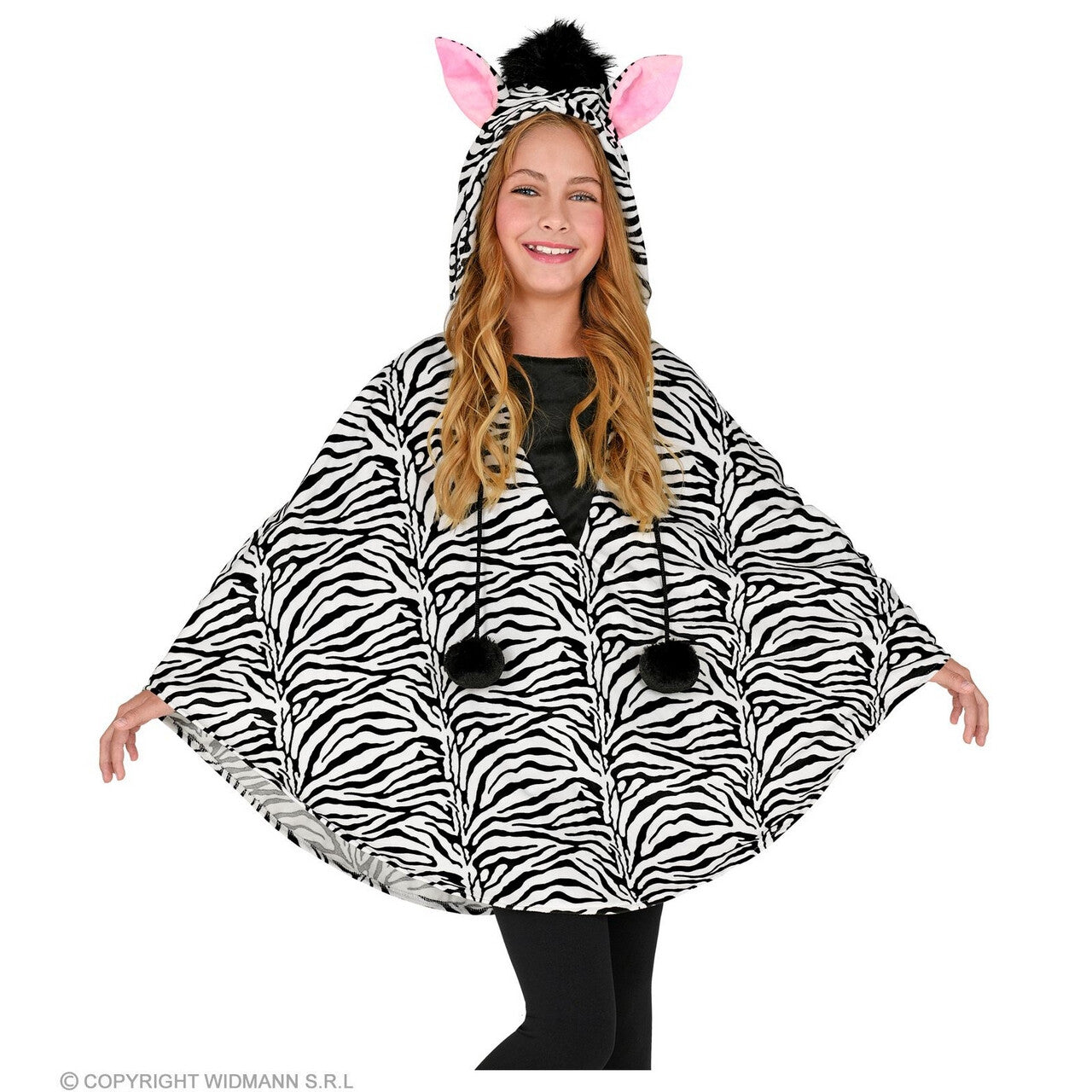 Op deze afbeelding zie je een Kostuums, van het merk Widmann. Duizelingwekkende Strepen Poncho Zebra Kind Kind