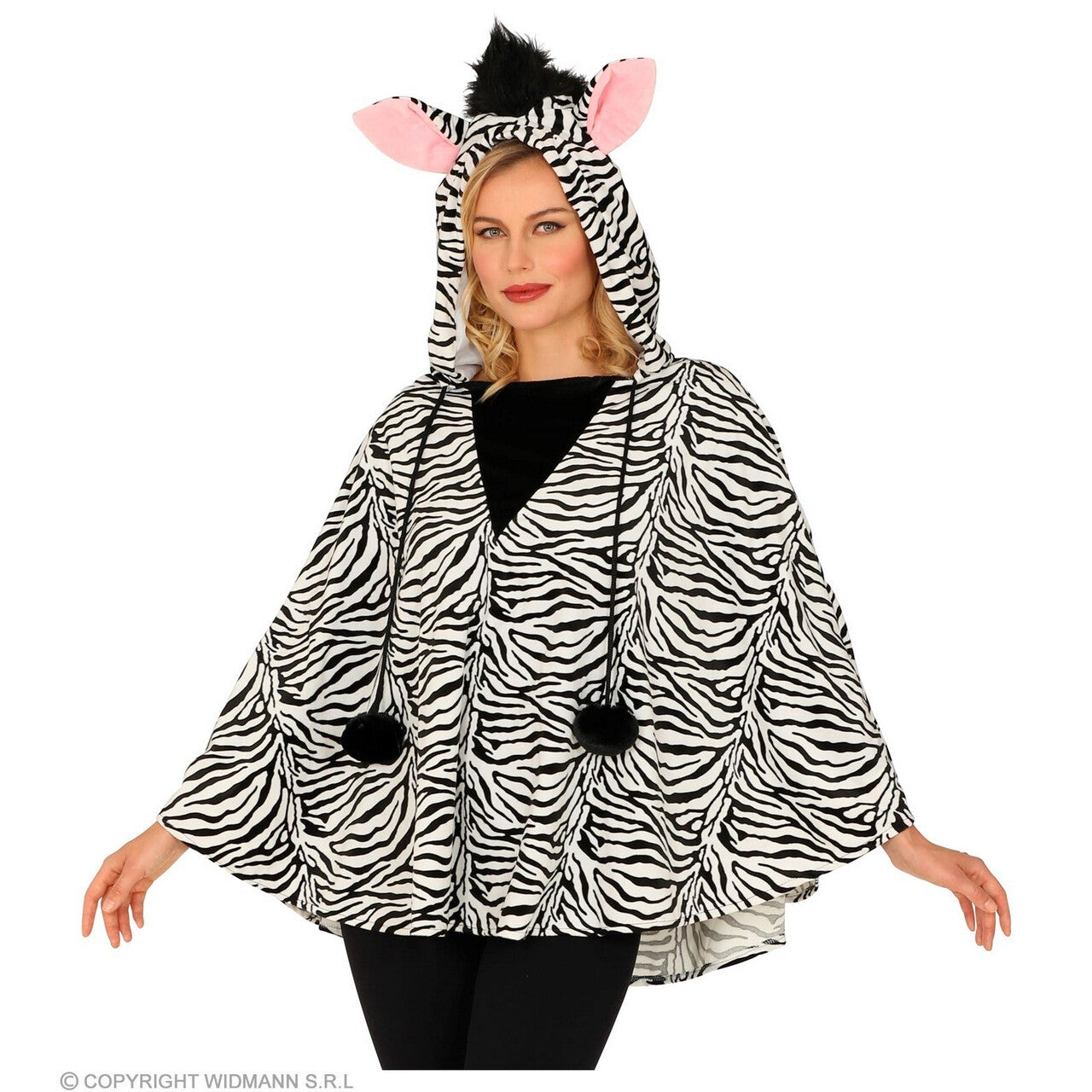 Op deze afbeelding zie je een Kostuums, van het merk Widmann. Duizelingwekkende Zwart Wit Strepen Poncho Zebra