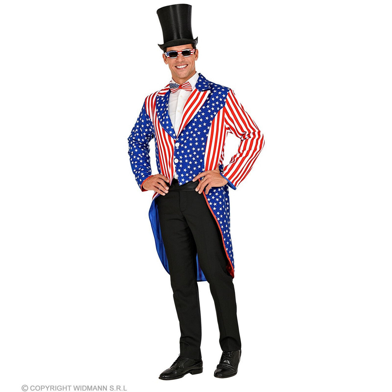 Op deze afbeelding zie je een Kostuums, van het merk Widmann. Mister Stars En Stripes USA Slipjas Man
