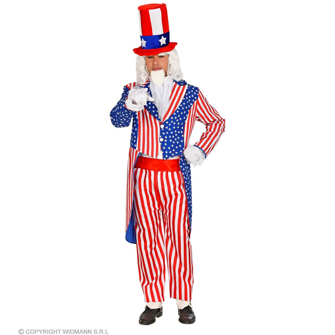 Op deze afbeelding zie je een Kostuums, van het merk Widmann. Mister Stars En Stripes USA Slipjas Man