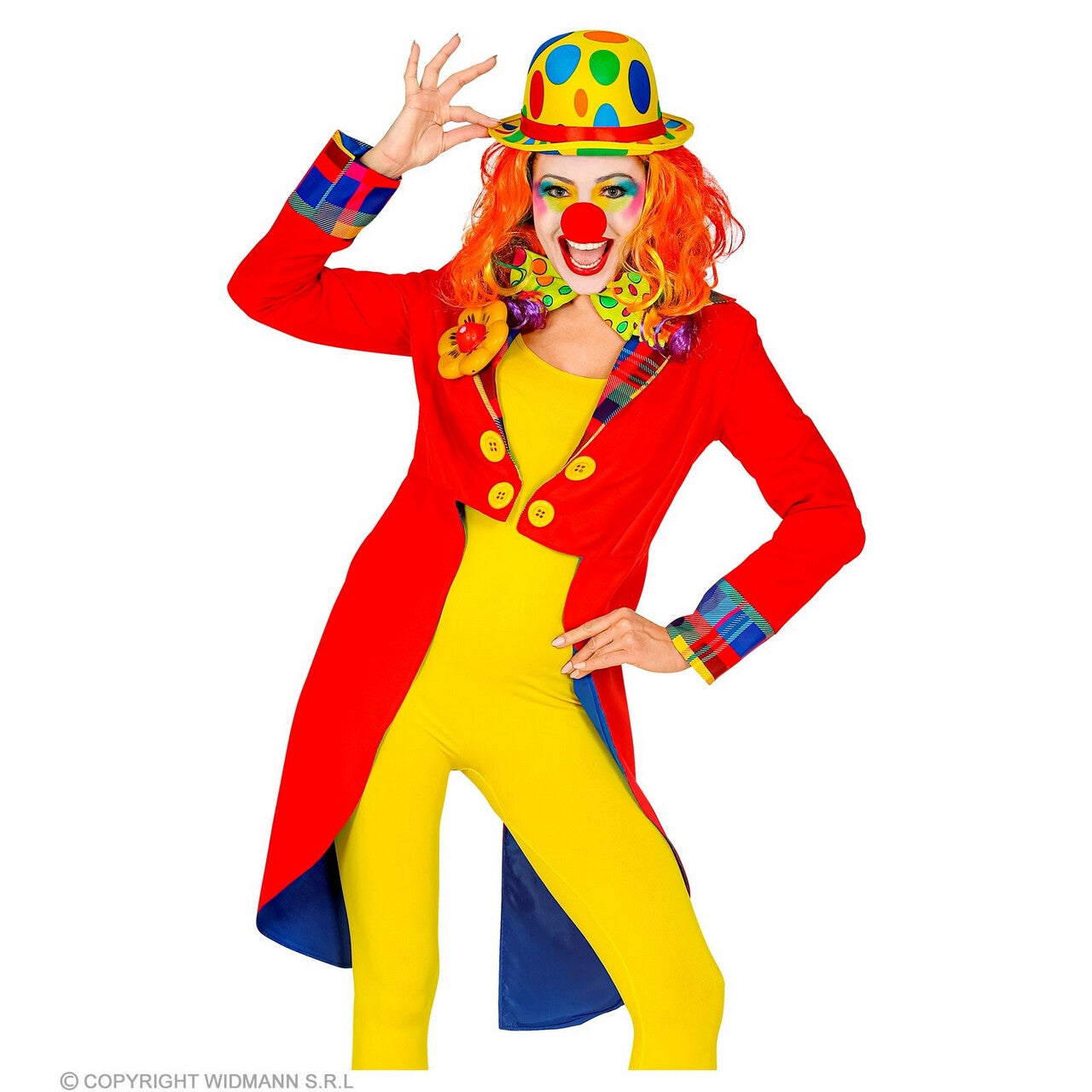 Op deze afbeelding zie je een Kostuums, van het merk Widmann. Breek De Circustent Af Clown Slipjas Rood Vrouw