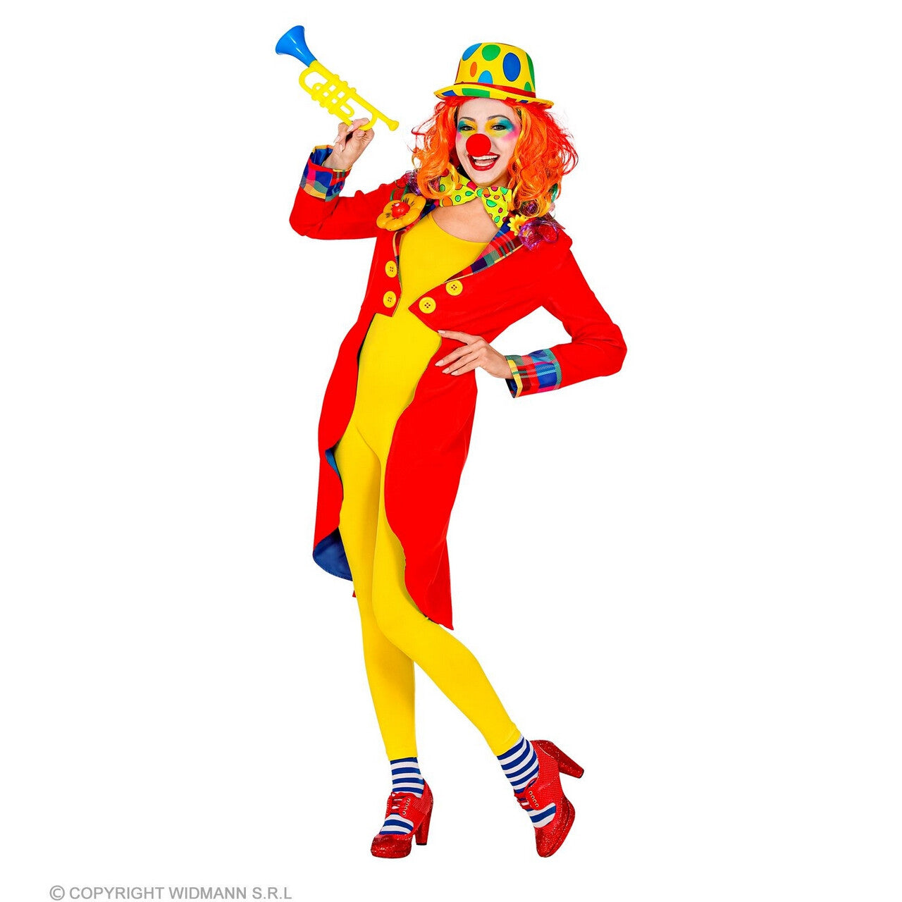Op deze afbeelding zie je een Kostuums, van het merk Widmann. Breek De Circustent Af Clown Slipjas Rood Vrouw