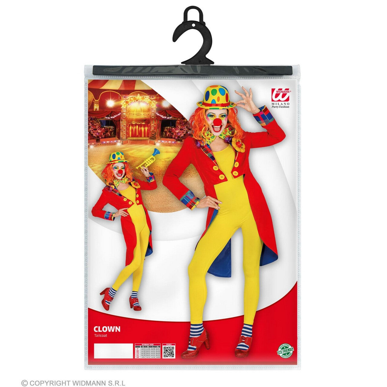 Op deze afbeelding zie je een Kostuums, van het merk Widmann. Breek De Circustent Af Clown Slipjas Rood Vrouw