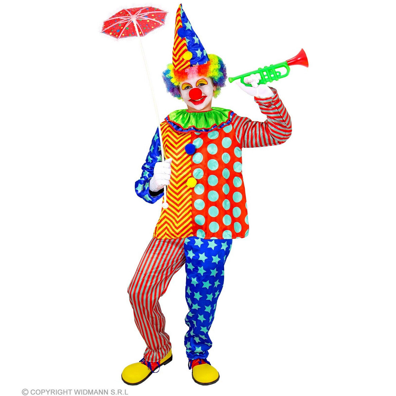 Op deze afbeelding zie je een Kostuums, van het merk Widmann. Ben De Vrolijkste Clown Kind Kind Kostuum