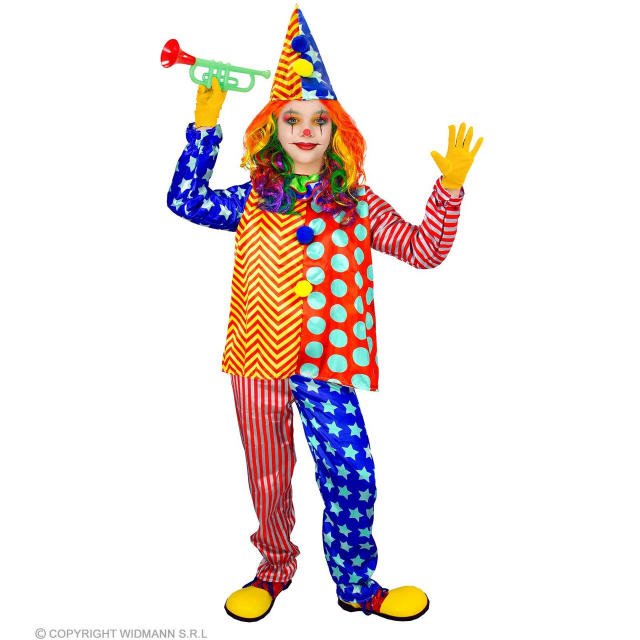 Op deze afbeelding zie je een Kostuums, van het merk Widmann. Ben De Vrolijkste Clown Kind Kind Kostuum