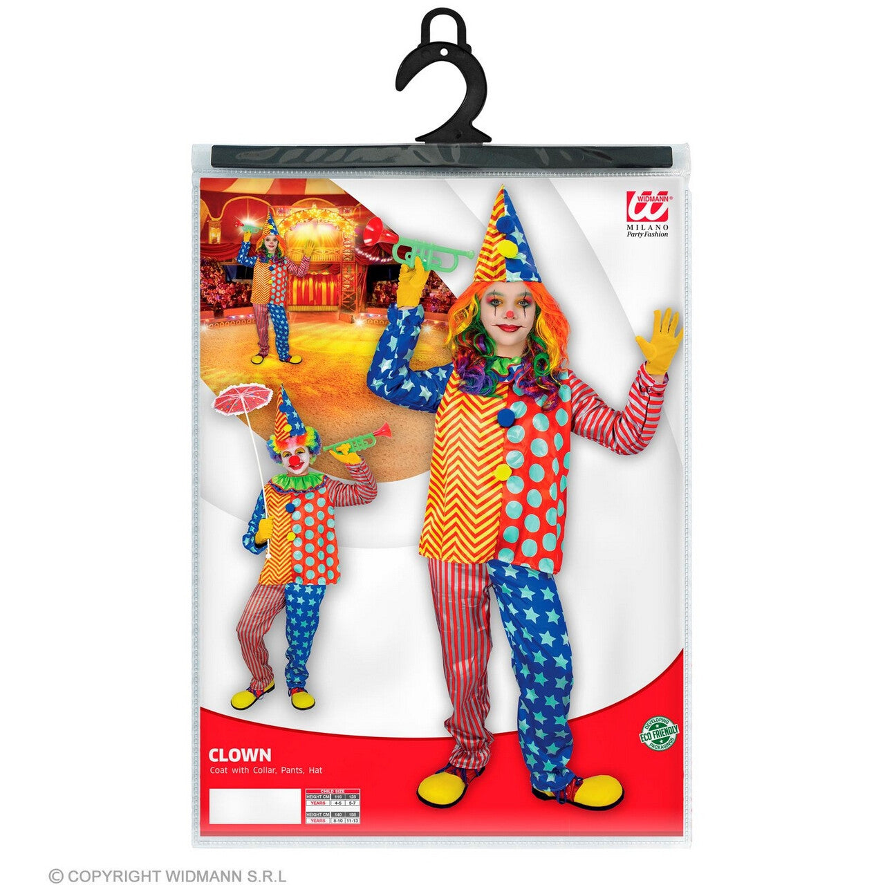 Op deze afbeelding zie je een Kostuums, van het merk Widmann. Ben De Vrolijkste Clown Kind Kind Kostuum