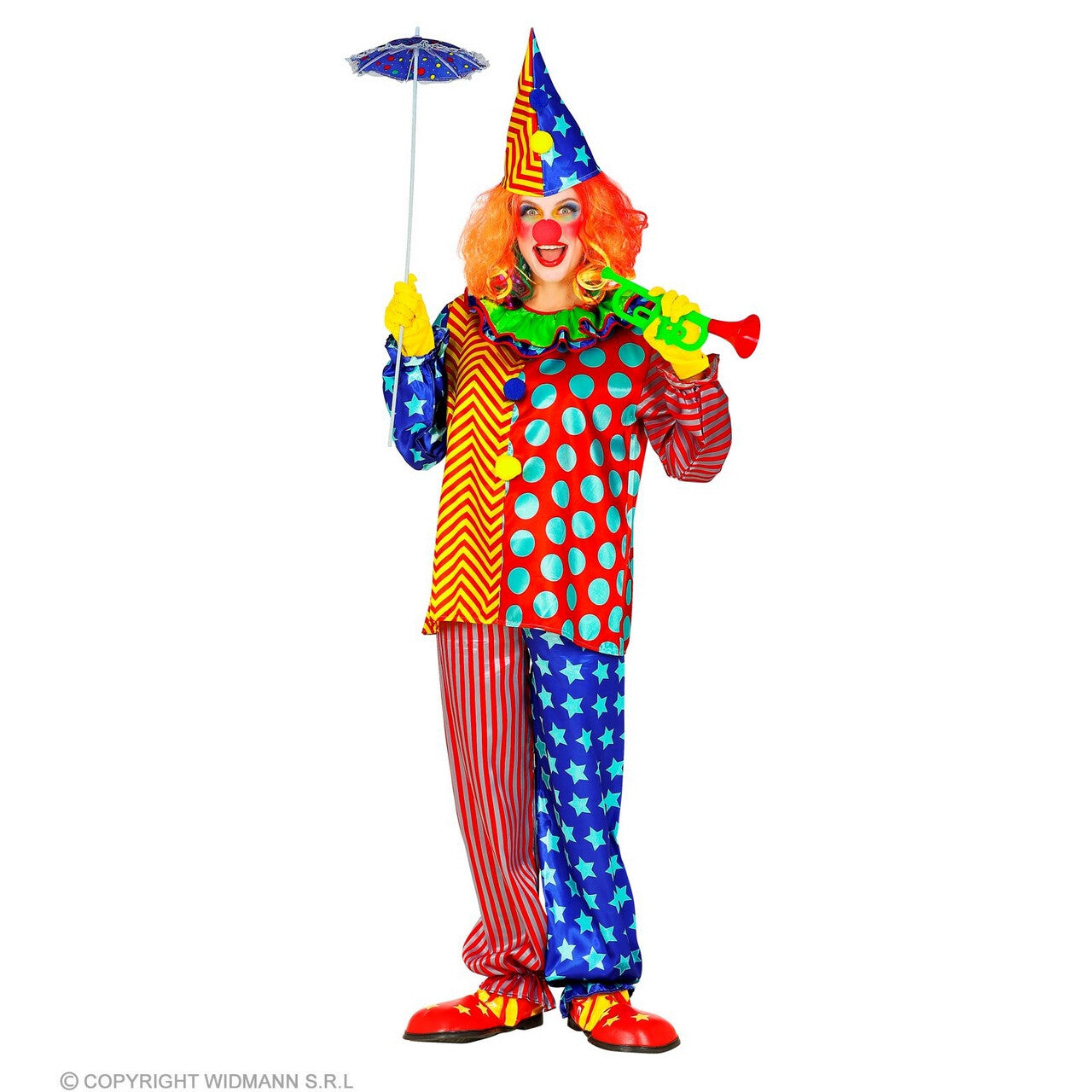 Op deze afbeelding zie je een Kostuums, van het merk Widmann. Hilarische Knotsgekke Clown Kostuum