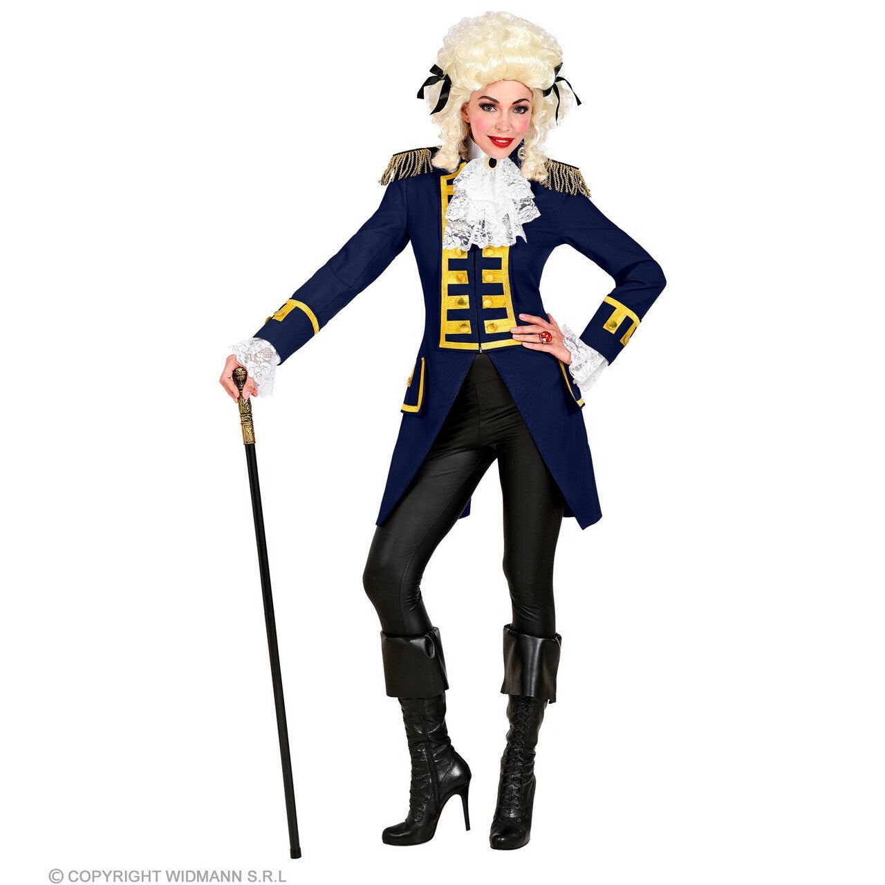 Op deze afbeelding zie je een Kostuums, van het merk Widmann. Franse Parade Jas Blauw Vrouw
