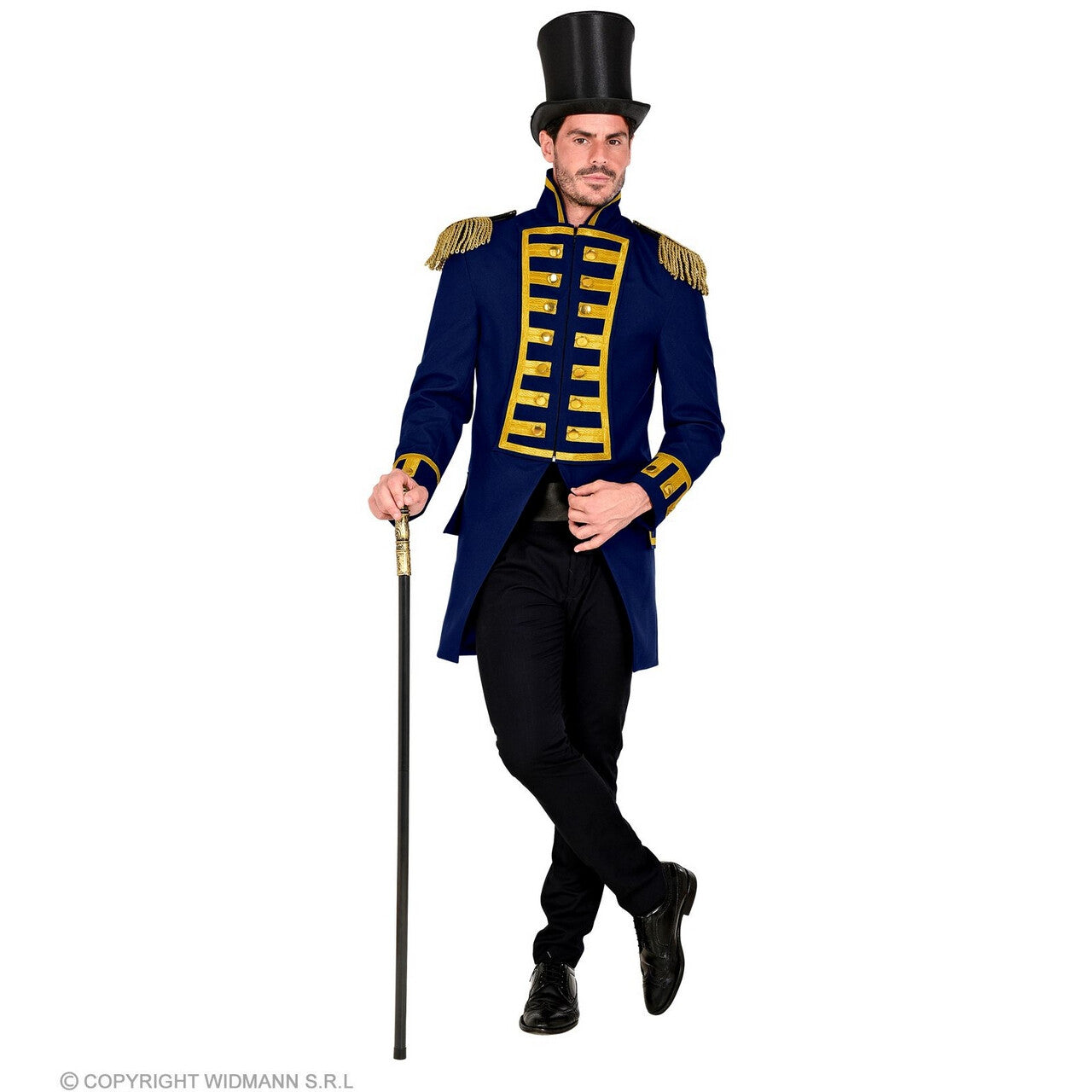 Op deze afbeelding zie je een Kostuums, van het merk Widmann. Deftige Franse Parade Jas Blauw Man