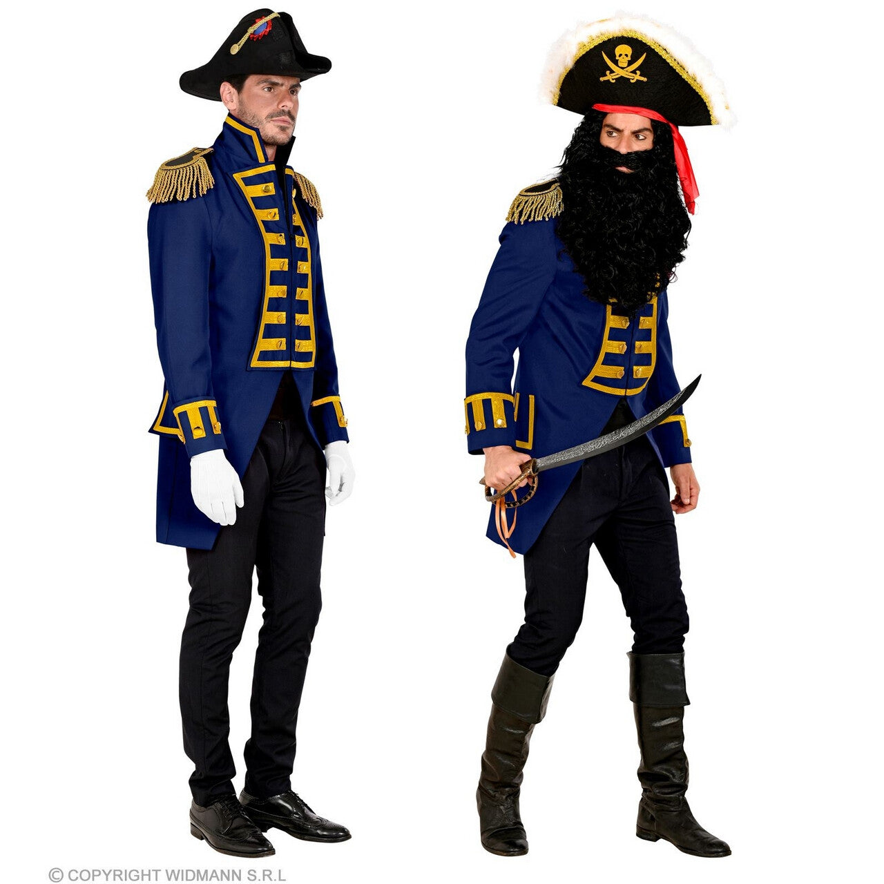 Op deze afbeelding zie je een Kostuums, van het merk Widmann. Deftige Franse Parade Jas Blauw Man