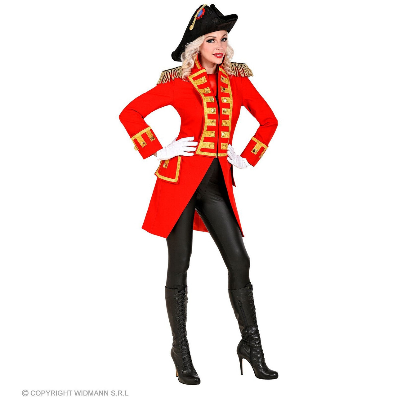 Op deze afbeelding zie je een Kostuums, van het merk Widmann. Statige Franse Parade Jas Rood Vrouw