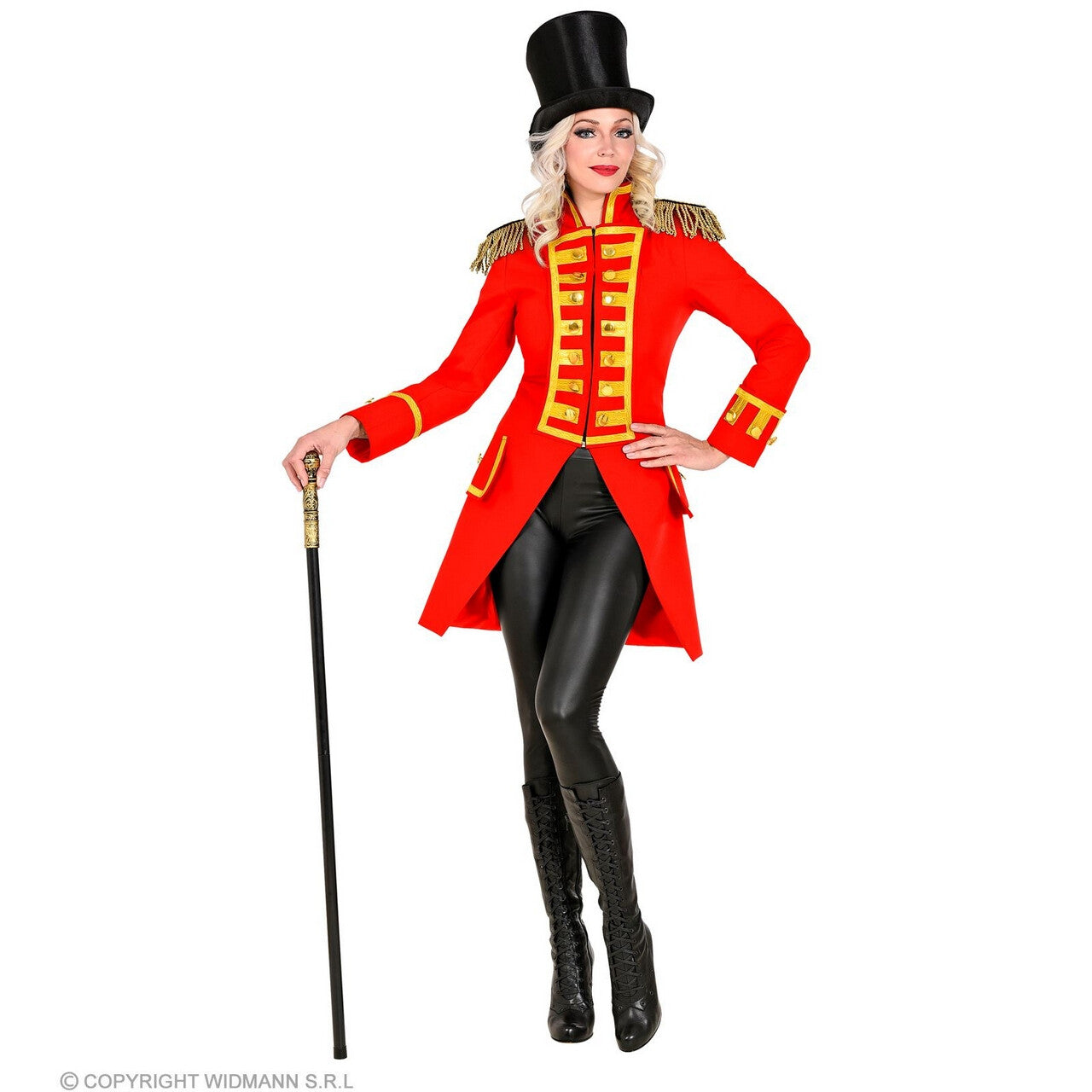 Op deze afbeelding zie je een Kostuums, van het merk Widmann. Statige Franse Parade Jas Rood Vrouw