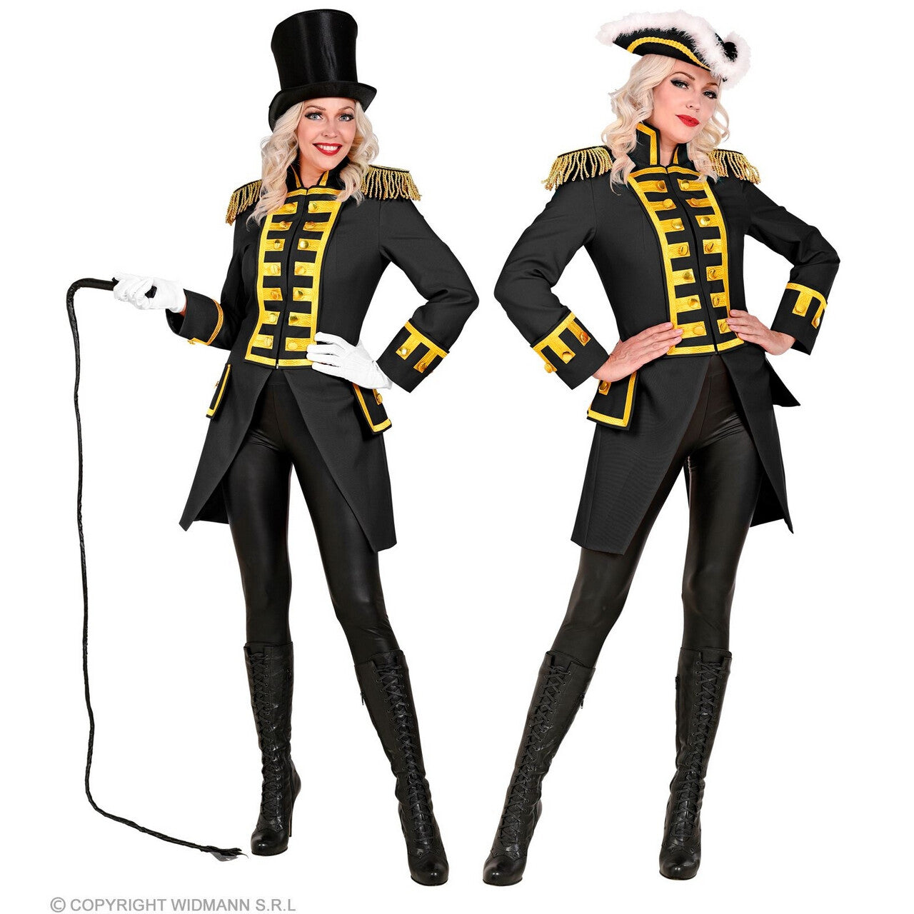 Op deze afbeelding zie je een Kostuums, van het merk Widmann. Statige Franse Parade Jas Zwart Vrouw