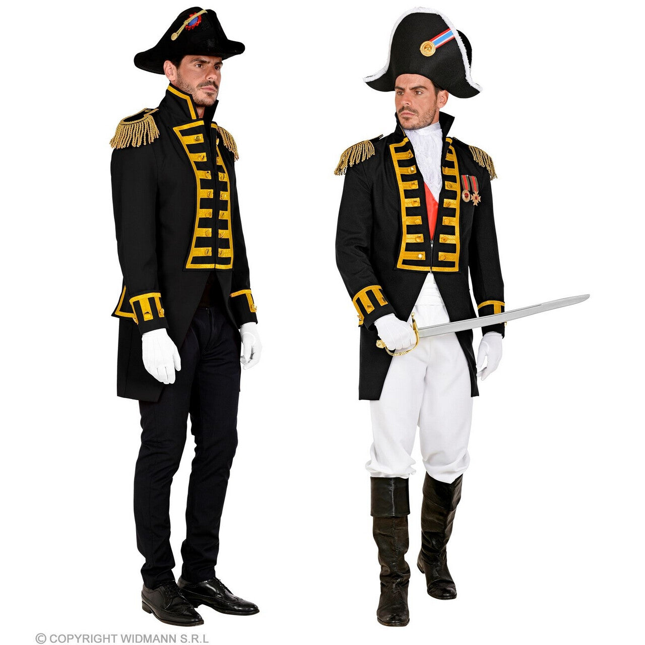 Op deze afbeelding zie je een Kostuums, van het merk Widmann. Parmantige Franse Parade Jas Zwart
