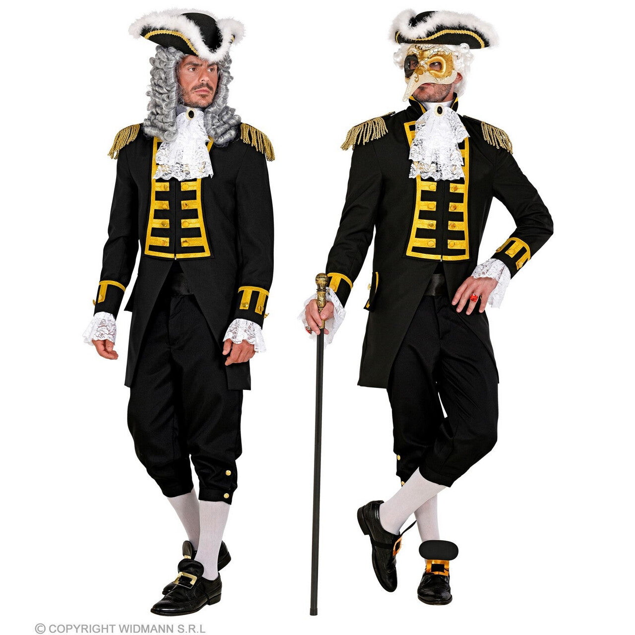 Op deze afbeelding zie je een Kostuums, van het merk Widmann. Parmantige Franse Parade Jas Zwart