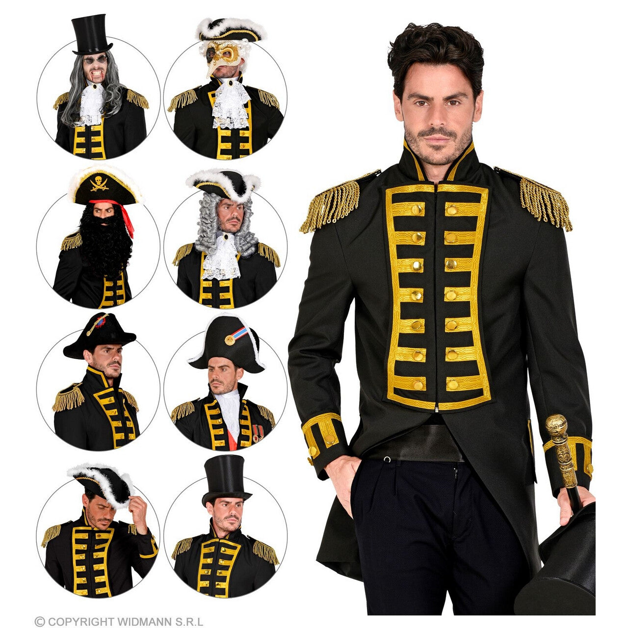 Op deze afbeelding zie je een Kostuums, van het merk Widmann. Parmantige Franse Parade Jas Zwart
