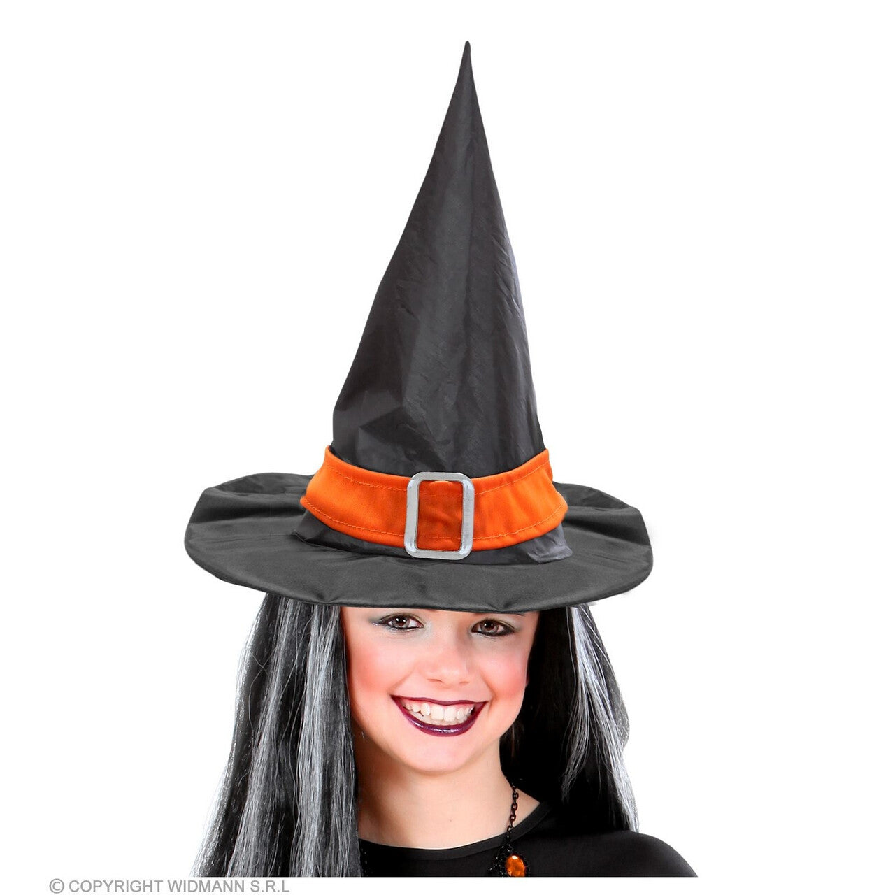 Op deze afbeelding zie je een Accessoires, van het merk Widmann. Heksenhoed Met Oranje Band Kind