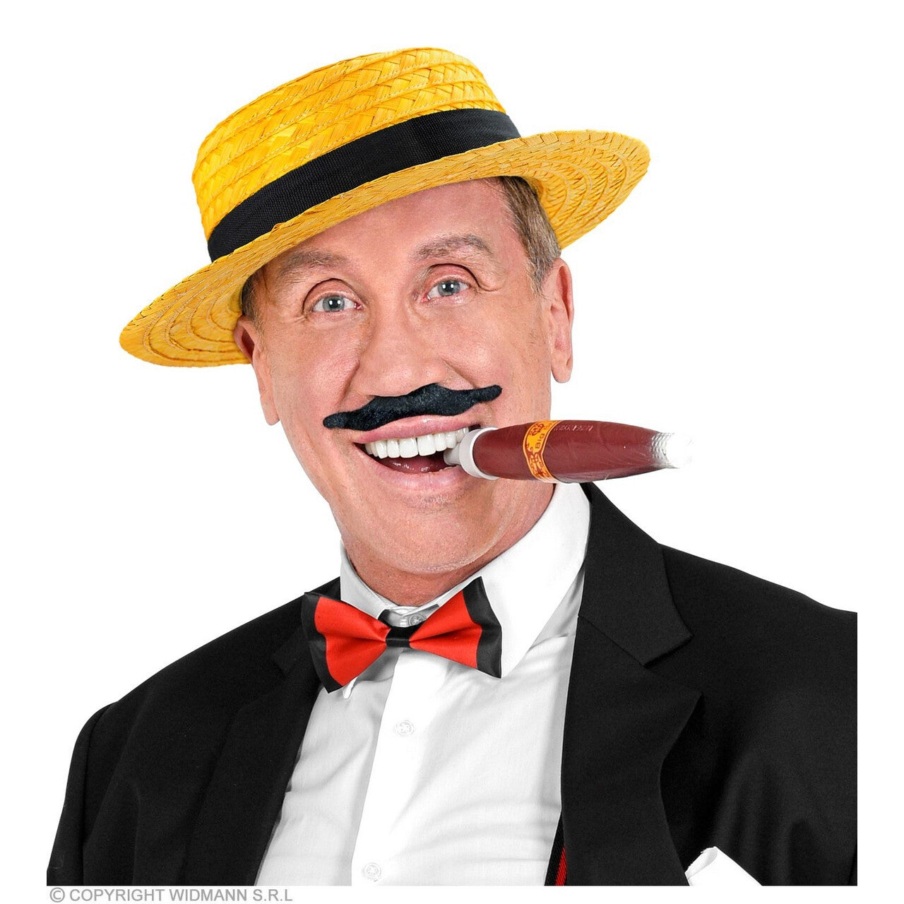 Op deze afbeelding zie je een Accessoires, van het merk Widmann. Luxe Chevalier Hoed Geel Met Zwarte Band