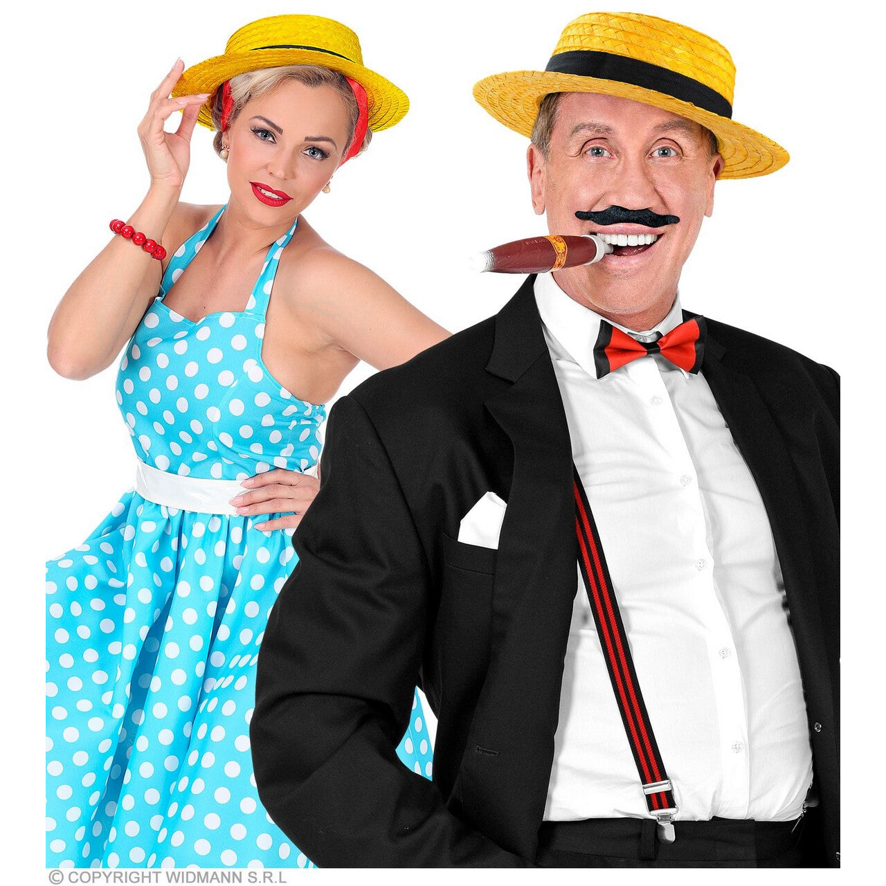 Op deze afbeelding zie je een Accessoires, van het merk Widmann. Luxe Chevalier Hoed Geel Met Zwarte Band